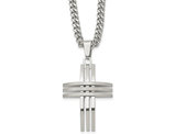 Men's Stainless Steel  Cross Pendant Necklace with Chain (24 INches)